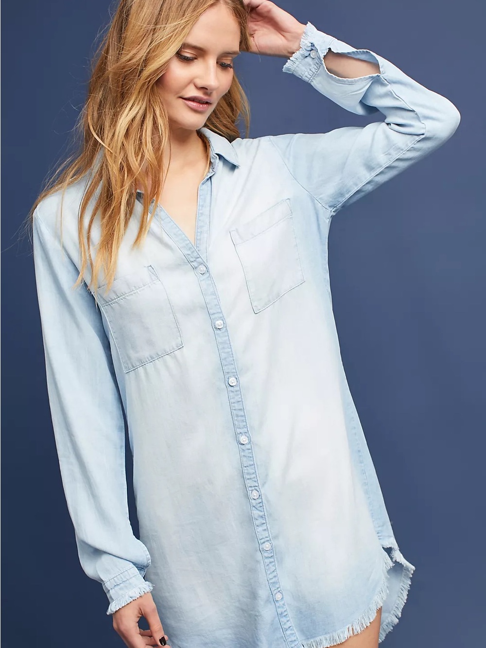 Cloth & Stone Frayed Shirt Dress
